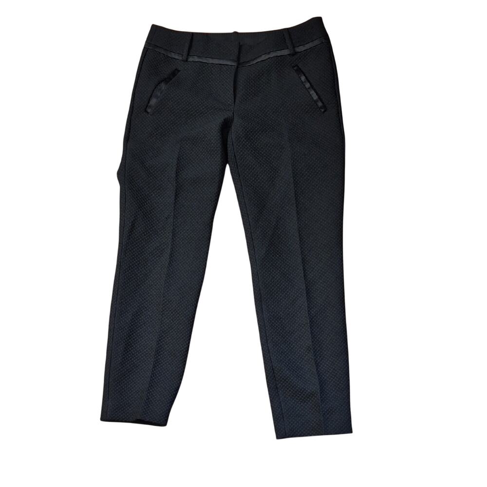 Ann Taylor Loft Marisa Black Textured Trousers Size 2 Ankle Slacks